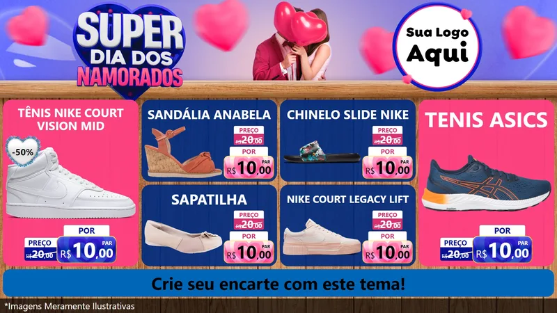 Modelo de TV para TV Horizontal com o tema Super Dia dos Namorados para Calçados