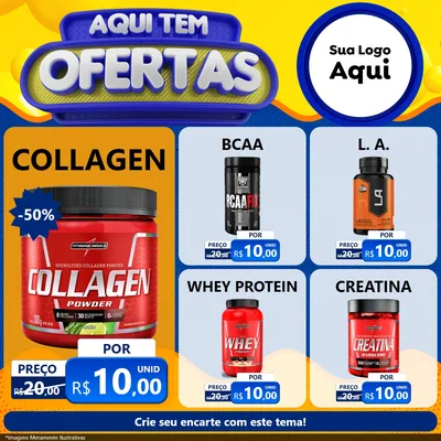 Modelo de Rede Social para Feed Facebook com o tema Aqui Tem Ofertas para Suplementos alimentares