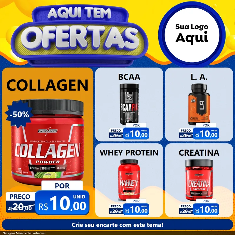 Modelo de Rede Social para Feed Facebook com o tema Aqui Tem Ofertas para Suplementos alimentares