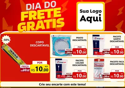 Modelo de Encarte para Encarte A4 Horizontal com o tema Dia do Frete Grátis para Embalagens