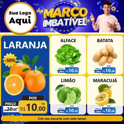 Modelo de Rede Social para Feed Facebook com o tema Março Imbatível para Hortifrúti