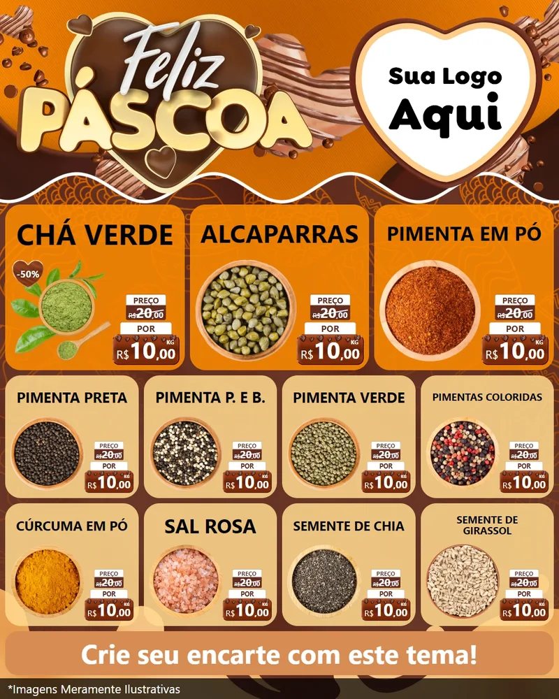Modelo de Rede Social para Feed Instagram com o tema Feliz Páscoa para Produtos Naturais