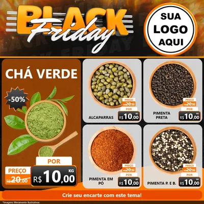 Modelo de Rede Social para Feed Facebook com o tema Black Friday para Produtos Naturais
