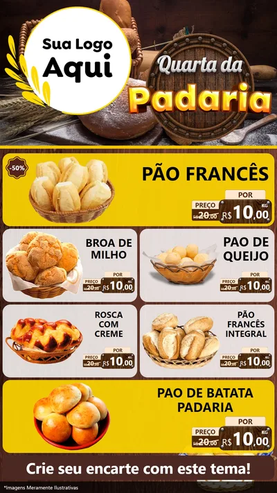 Modelo de TV para TV Vertical com o tema Quarta da Padaria para Padaria