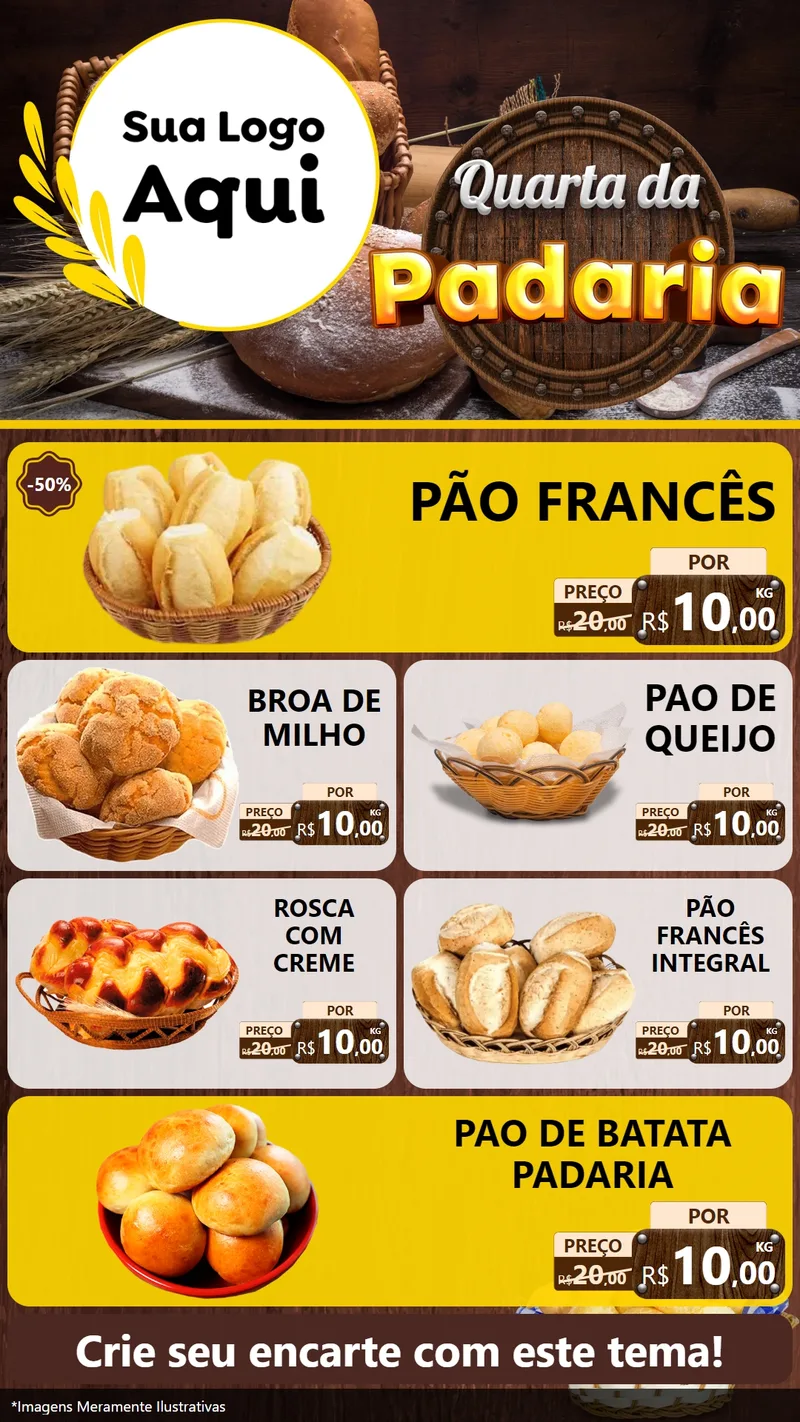 Modelo de TV para TV Vertical com o tema Quarta da Padaria para Padaria