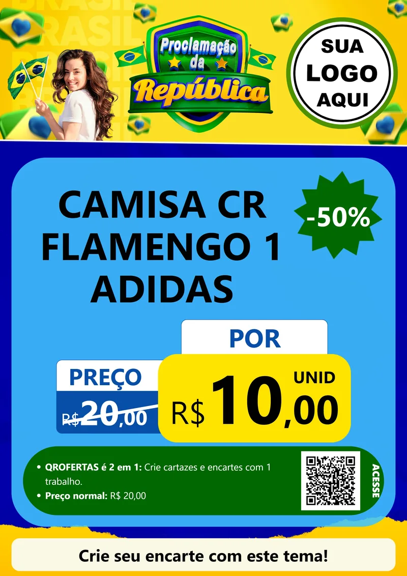 Modelo de Cartaz para Cartaz A4 Vertical com o tema Proclamação da República para Roupas e acessórios
