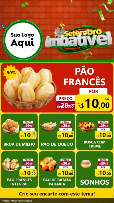 Modelo de Rede Social para Stories com o tema Setembro Imbatível para Padaria