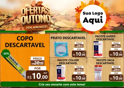 Modelo de Encarte para Encarte A4 Horizontal com o tema Ofertas de Outono - Vem, Aproveite! para Embalagens