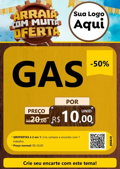 Modelo de Cartaz para Cartaz A4 Vertical com o tema Ofertas de São João - Junina para Água e gás