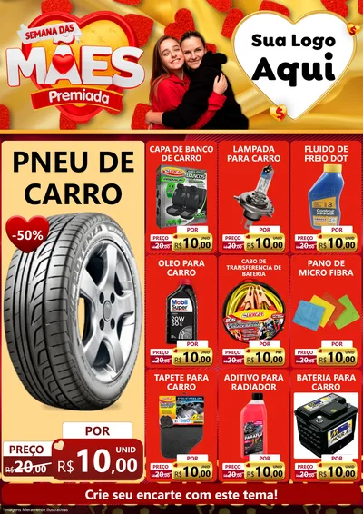 Modelo de Encarte para Encarte A4 Vertical com o tema Semana das Mães Premiada para Auto peças