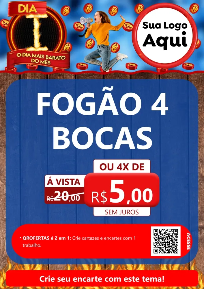 Modelo de Cartaz para Cartaz A4 Vertical com o tema Dia I - O Dia Mais Barato Do Mês para Móveis e Eletro