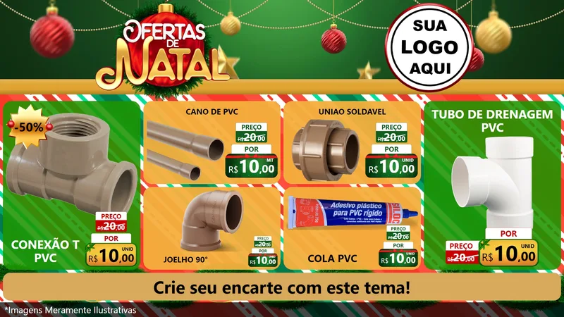 Modelo de TV para TV Horizontal com o tema Ofertas de Natal para Tubos e conexões