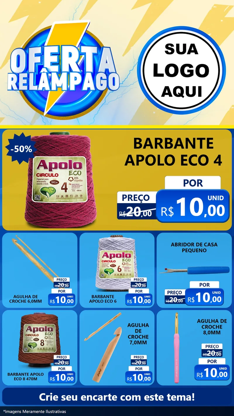 Modelo de Rede Social para Stories com o tema Oferta Relâmpago para Armarinho e Aviamentos