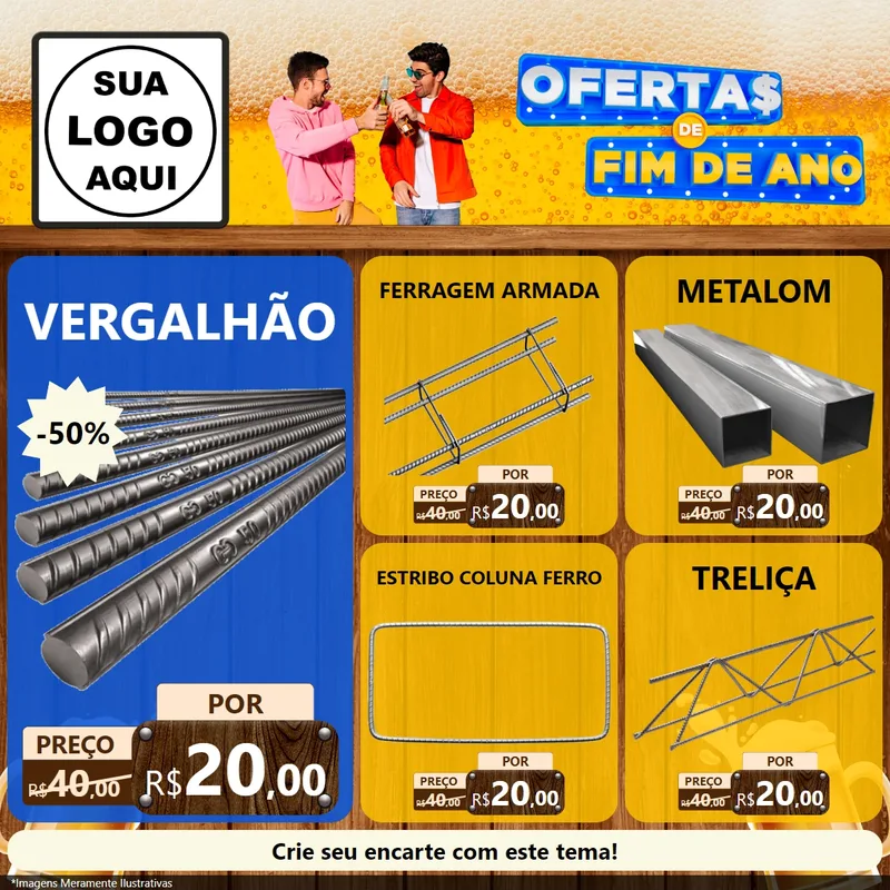 Modelo de Rede Social para Feed Facebook com o tema Ofertas de Fim de Ano para Ferragens