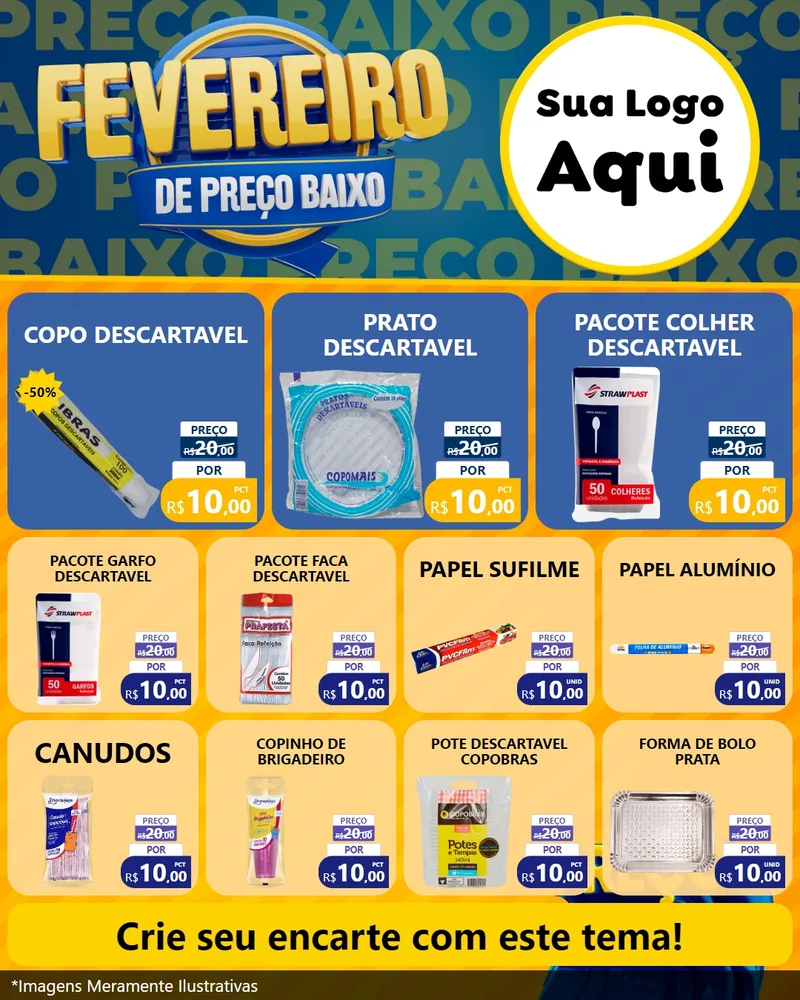 Modelo de Rede Social para Feed Instagram com o tema Fevereiro de Preço Baixo para Embalagens
