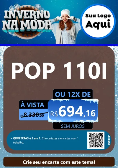 Modelo de Cartaz para Cartaz A4 Vertical com o tema Inverno na Moda para Concessionaria de Motos