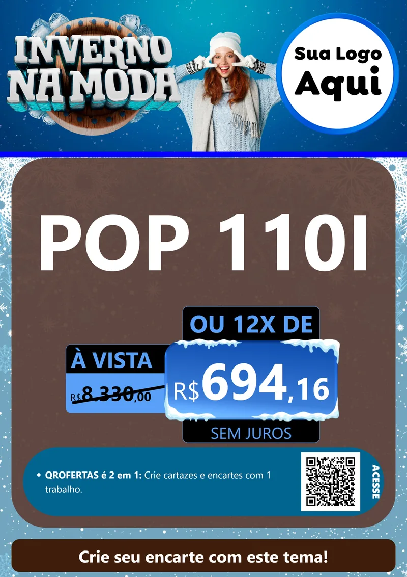Modelo de Cartaz para Cartaz A4 Vertical com o tema Inverno na Moda para Concessionaria de Motos