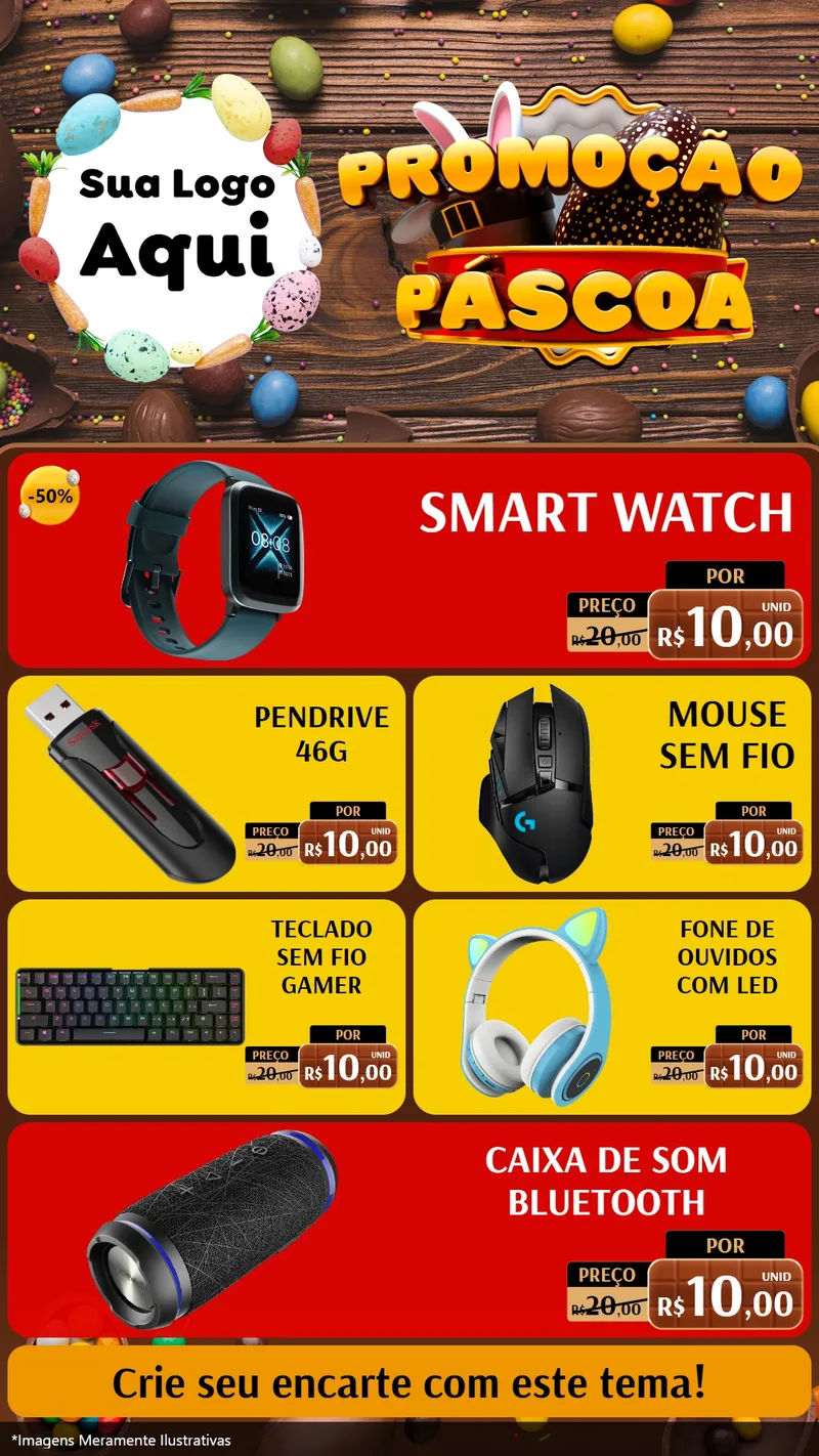 Modelo de TV para TV Vertical com o tema Promoção Páscoa para Informática