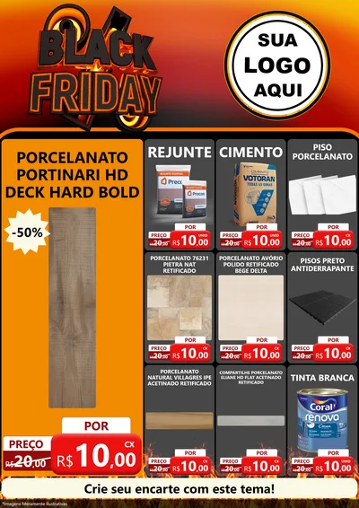 Modelo de Encarte para Encarte A4 Vertical com o tema Black Friday para Pisos e revestimentos