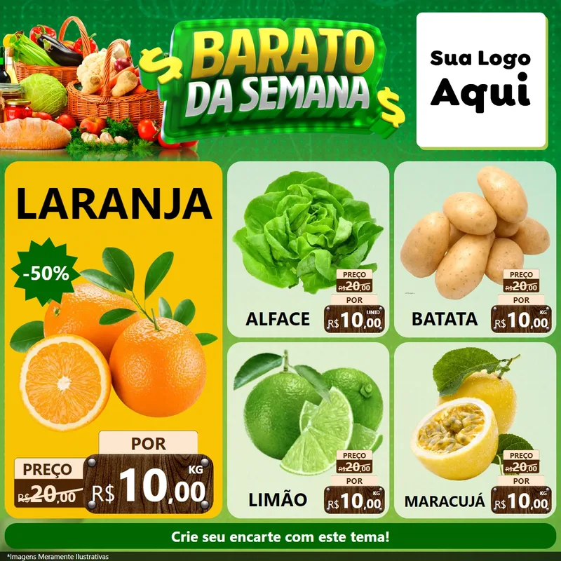 Modelo de Rede Social para Feed Facebook com o tema Barato da Semana para Hortifrúti