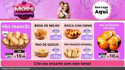 Modelo de TV para TV Horizontal com o tema Dia das Mães Ofertas para Você! para Padaria