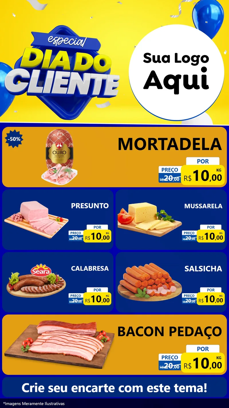 Modelo de TV para TV Vertical com o tema Especial Dia do Cliente para Frios e Laticínios