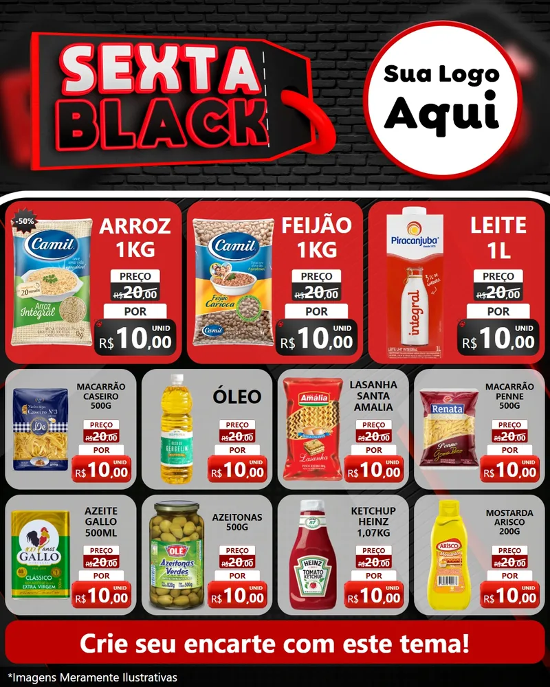 Modelo de Rede Social para Feed Instagram com o tema Sexta Black para Supermercado
