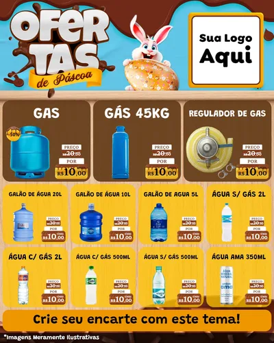 Modelo de Rede Social para Feed Instagram com o tema Ofertas de Páscoa para Água e gás