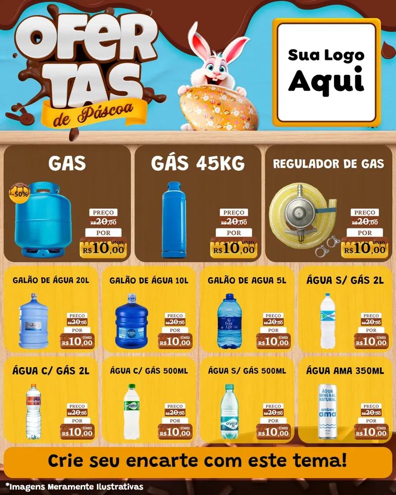 Modelo de Rede Social para Feed Instagram com o tema Ofertas de Páscoa para Água e gás