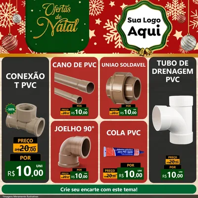 Modelo de Rede Social para Feed Facebook com o tema Natal de Ofertas para Tubos e conexões