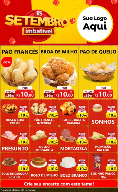 Modelo de Encarte para Encarte Grande com o tema Setembro Imbatível para Padaria