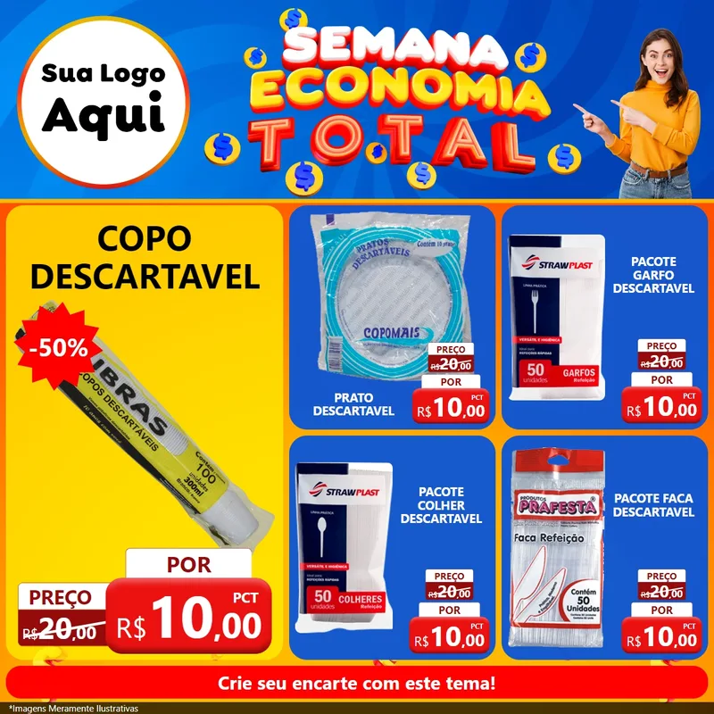 Modelo de Rede Social para Feed Facebook com o tema Semana Economia Total para Embalagens