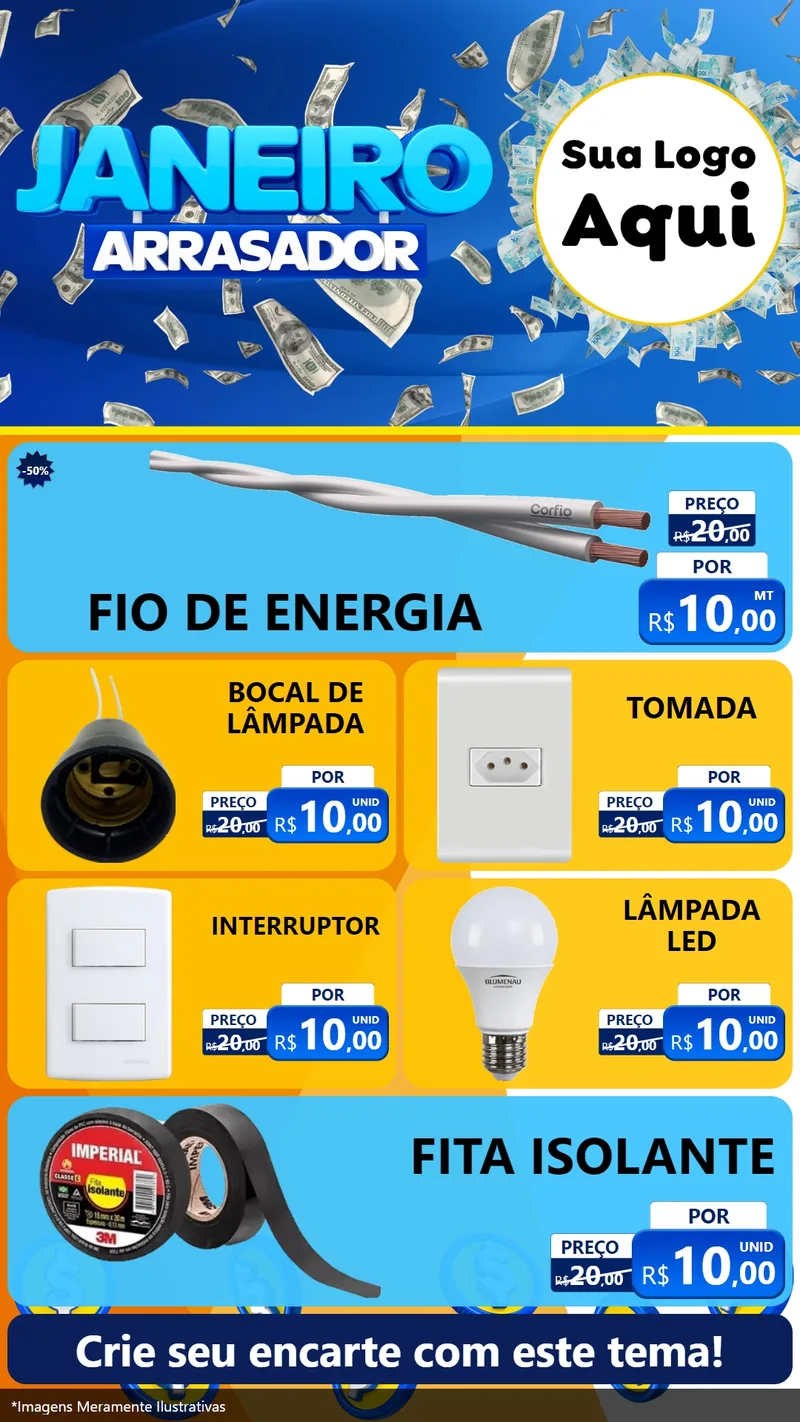 Modelo de TV para TV Vertical com o tema Janeiro Arrasador para Materiais Elétricos