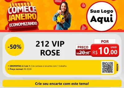 Modelo de Cartaz para Cartaz A4 Horizontal com o tema Comece Janeiro Economizando para Perfumes