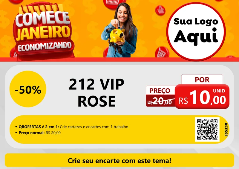 Modelo de Cartaz para Cartaz A4 Horizontal com o tema Comece Janeiro Economizando para Perfumes