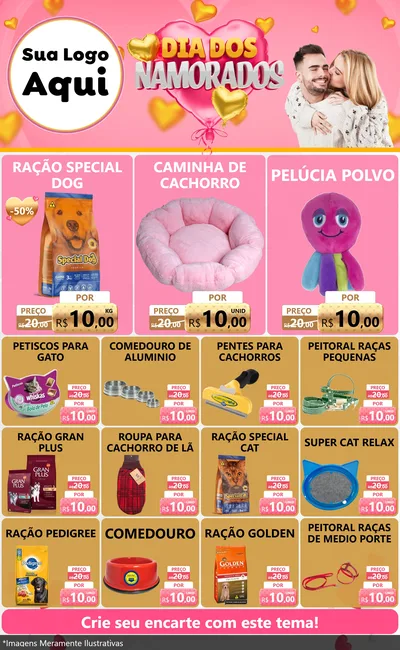 Modelo de Encarte para Encarte Grande com o tema Dia dos Namorados para Pet Shop