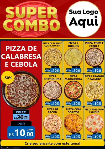 Modelo de Encarte para Encarte A4 Vertical com o tema Super Combo para Pizzaria