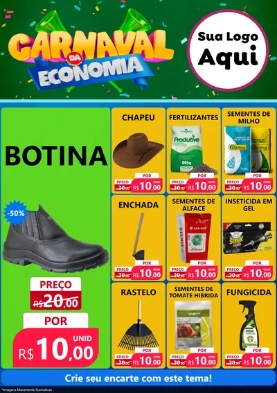 Modelo de Encarte para Encarte A4 Vertical com o tema Carnaval da Economia para Agropecuária