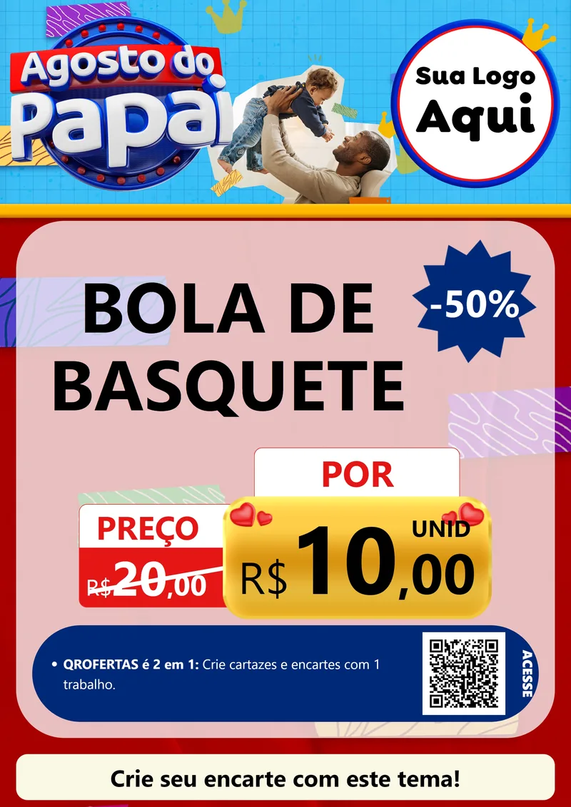 Modelo de Cartaz para Cartaz A4 Vertical com o tema Agosto do Papai para Artigos Esportivos