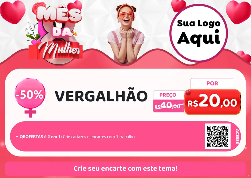 Modelo de Cartaz para Cartaz A4 Horizontal com o tema Mês da Mulher para Ferragens
