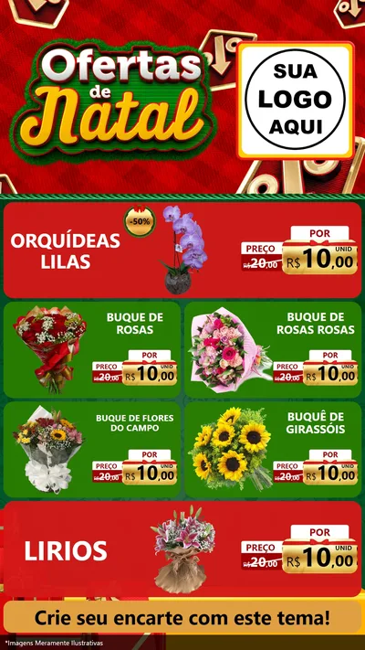 Modelo de TV para TV Vertical com o tema Ofertas de Natal para Floricultura e jardim