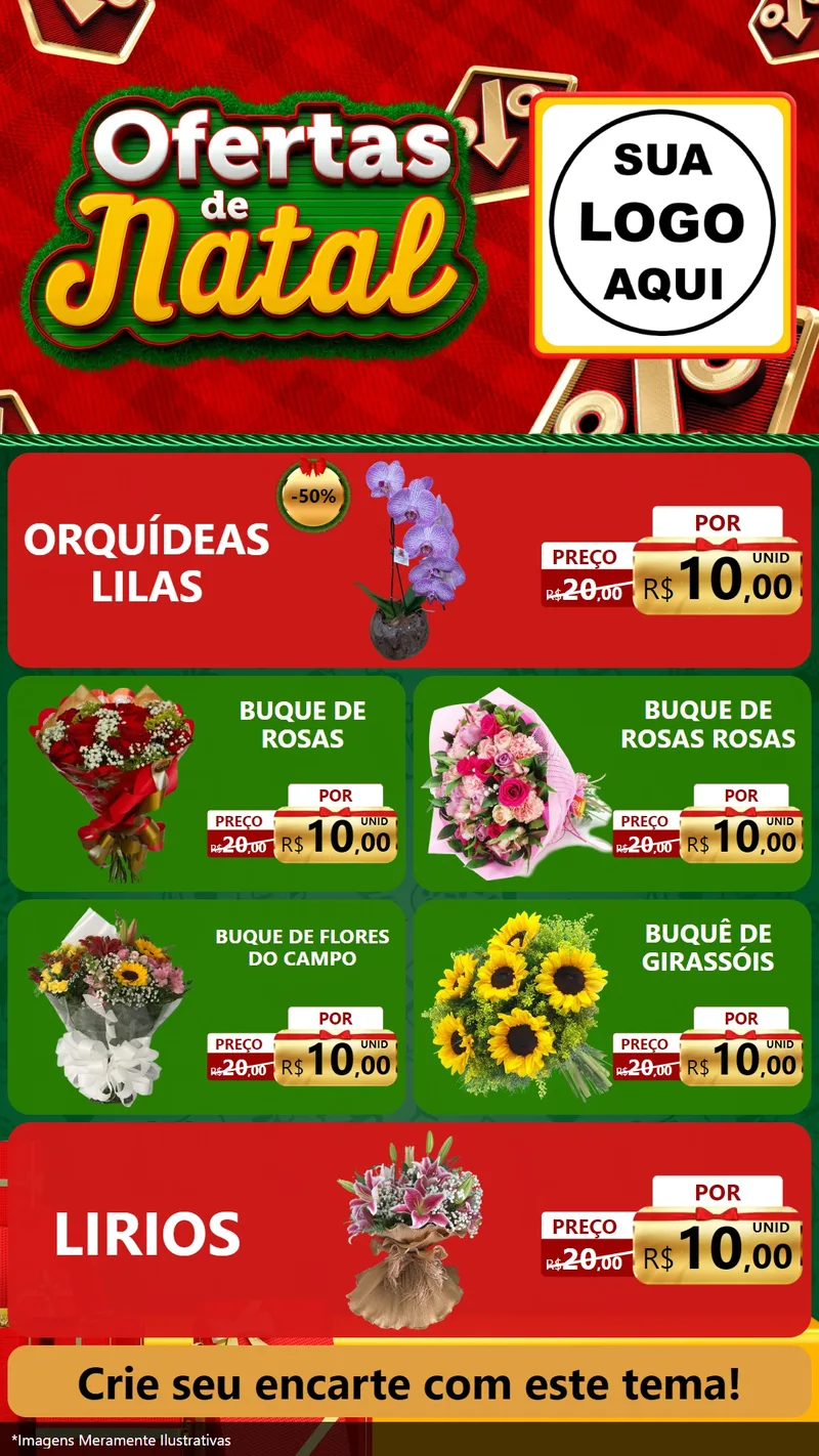 Modelo de TV para TV Vertical com o tema Ofertas de Natal para Floricultura e jardim