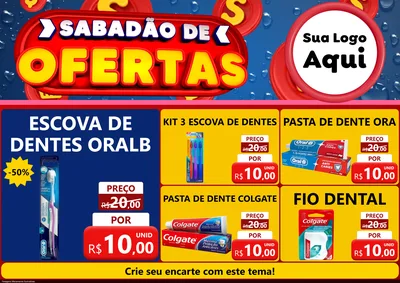 Modelo de Encarte para Encarte A4 Horizontal com o tema Sabadão de Ofertas para Higiene Pessoal