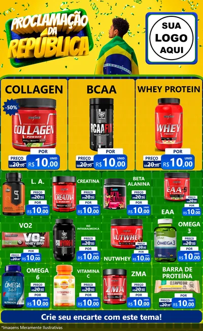 Modelo de Encarte para Encarte Grande com o tema Proclamação da República para Suplementos alimentares