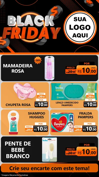 Modelo de TV para TV Vertical com o tema Black Friday para Bebês