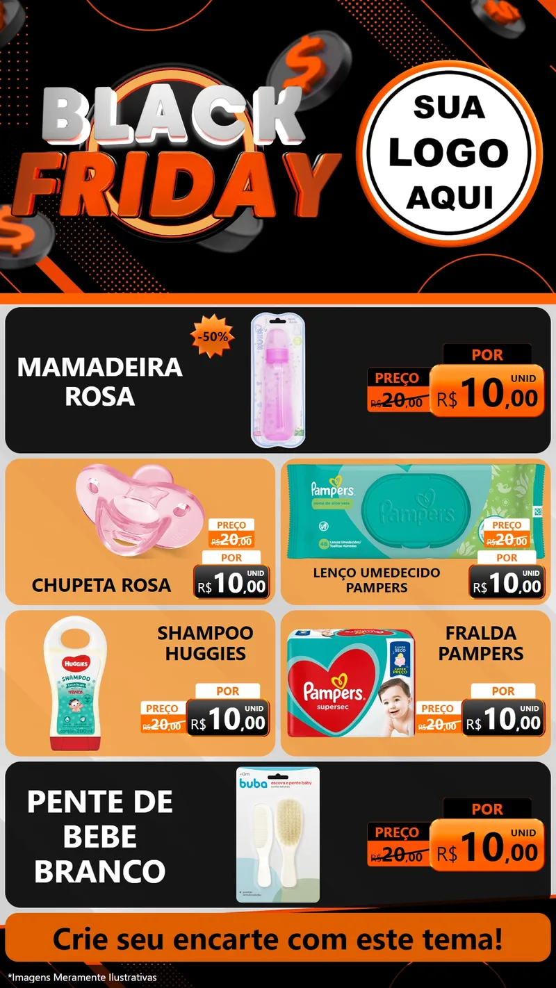 Modelo de TV para TV Vertical com o tema Black Friday para Bebês