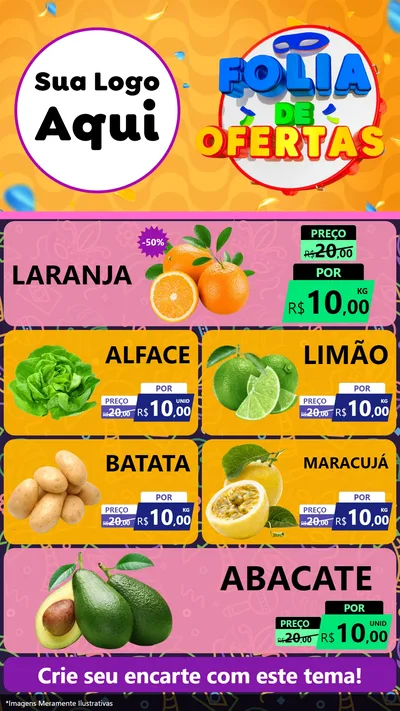 Modelo de TV para TV Vertical com o tema Folia de Ofertas para Hortifrúti