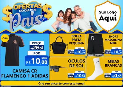 Modelo de Encarte para Encarte A4 Horizontal com o tema Ofertas do Dia dos Pais para Roupas e acessórios