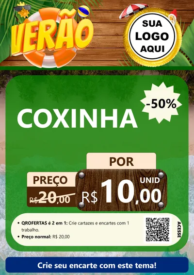 Modelo de Cartaz para Cartaz A4 Vertical com o tema Verão para Salgadaria