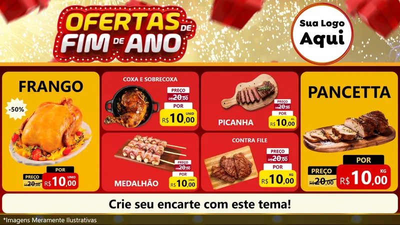 Modelo de TV para TV Horizontal com o tema Ofertas de Fim de Ano para Assados